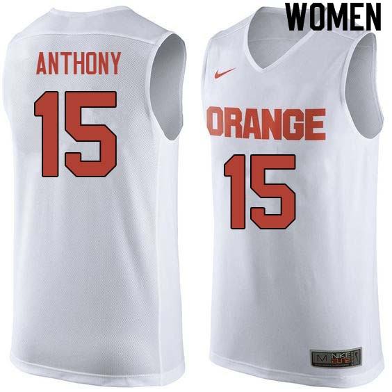Women #15 Carmelo Anthony Syracuse White College Basketball Jerseys Sale-White